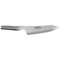 Cuchillo deba oriental Global G-7 de 18 cm fabricado en acero inoxidable cromova 18 de una sola pieza sobre fondo blanco.