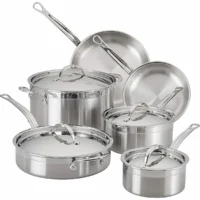 Juego de utensilios de cocina profesional Hestan ProBond de 10 piezas de acero inoxidable.