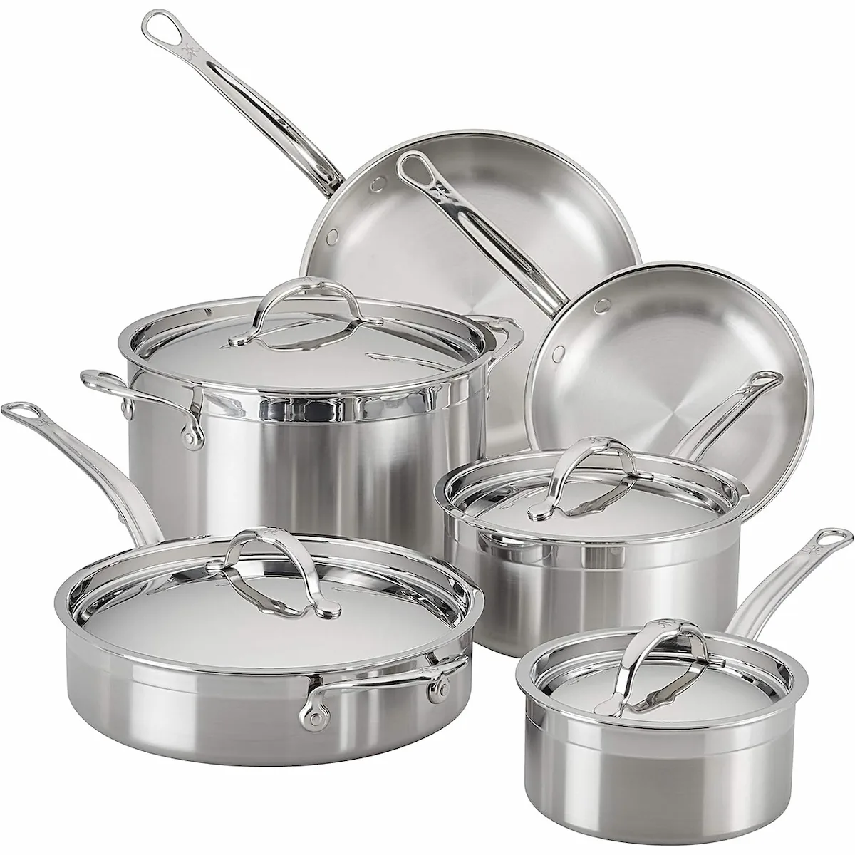 Juego de utensilios de cocina profesional Hestan ProBond de 10 piezas de acero inoxidable.