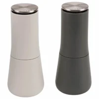 Juego de molinillos de sal y pimienta antiderrames Joseph Joseph Milltop en blanco y gris.